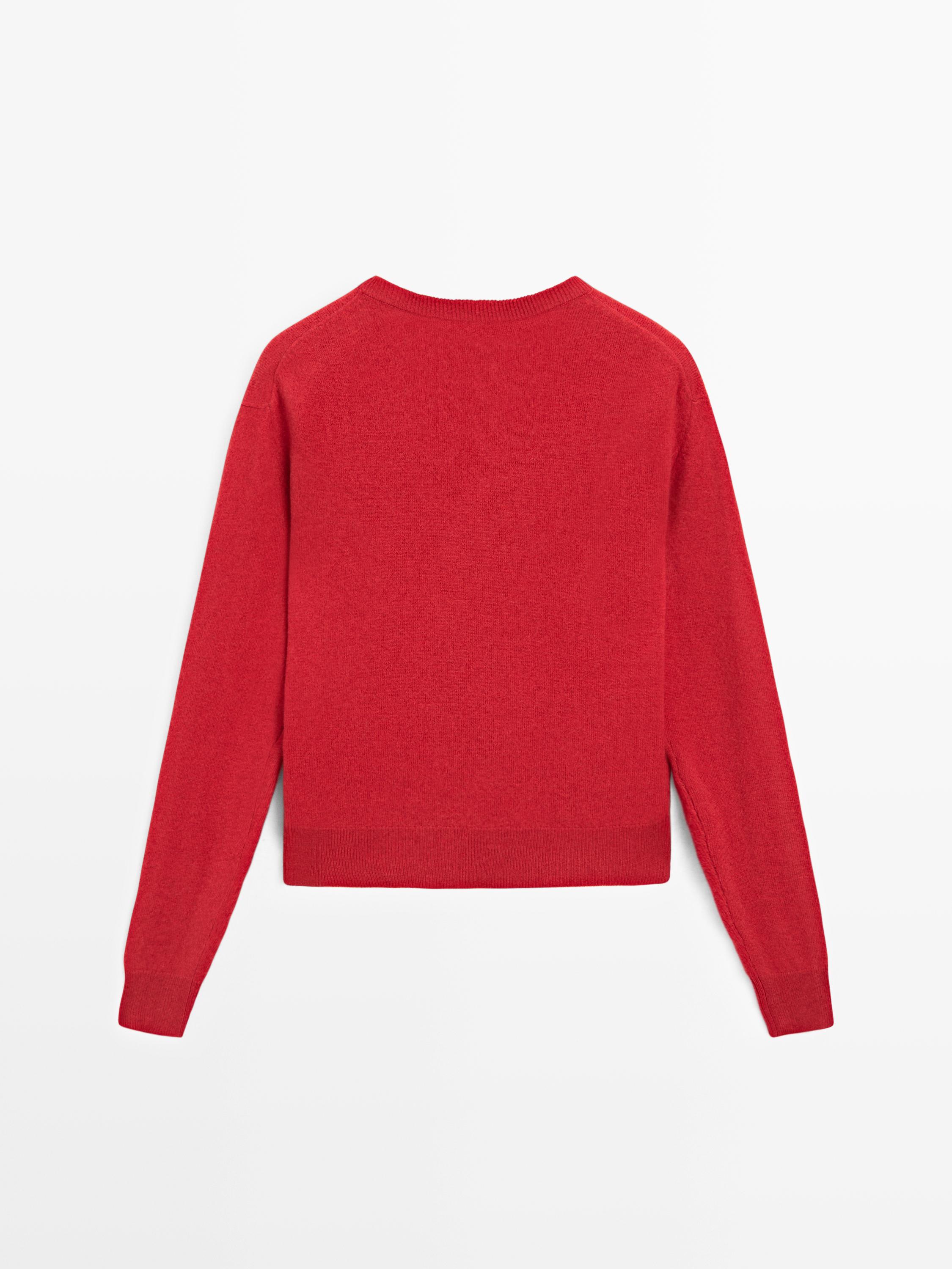Wool blend crew neck knit sweater